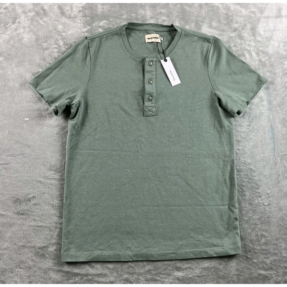 Taylor Stitch Shirt Mens 38 Slate Green The Heavy Bag Henley Tee Short Sleeve